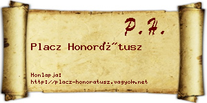 Placz Honorátusz névjegykártya